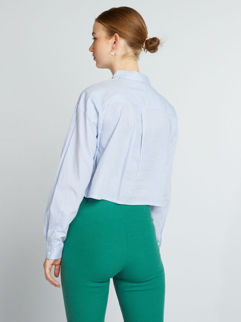 Chemise courte en coton Bleu à rayures - Kiabi