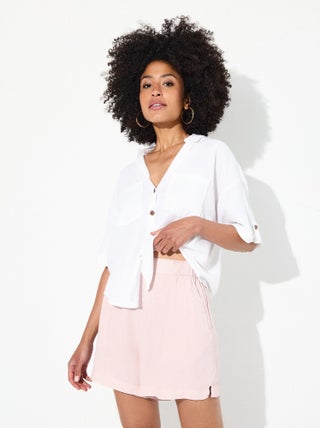 Chemise courte en lin MO Fashion