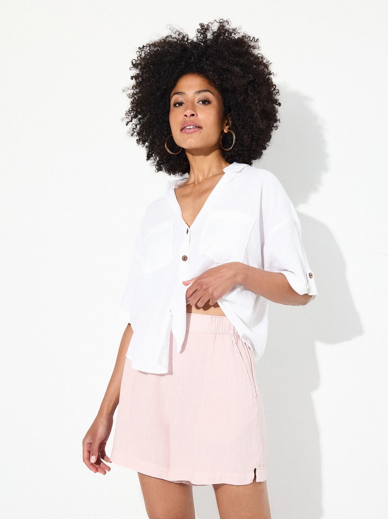 Chemise courte en lin MO Fashion Blanc - Kiabi