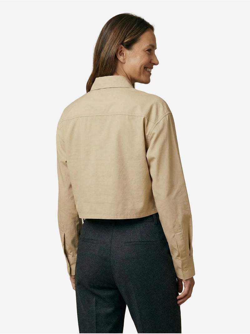 Chemise courte en popeline de coton my fashion Camel - Kiabi