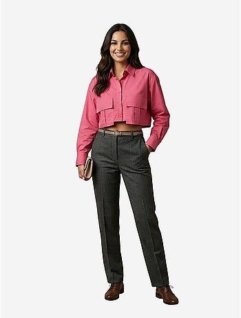 Chemise courte en popeline de coton my fashion