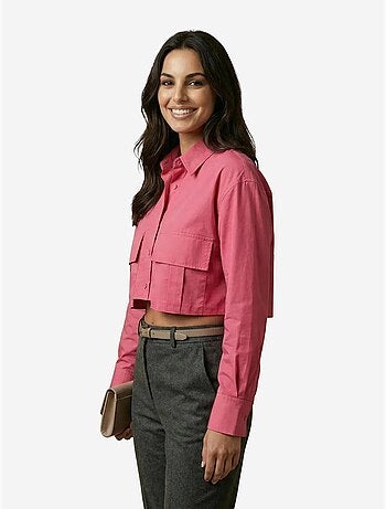 Chemise courte en popeline de coton my fashion