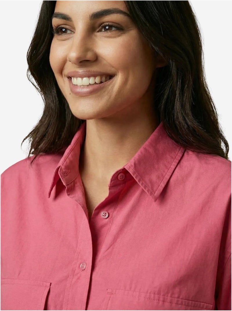 Chemise courte en popeline de coton my fashion Magenta - Kiabi