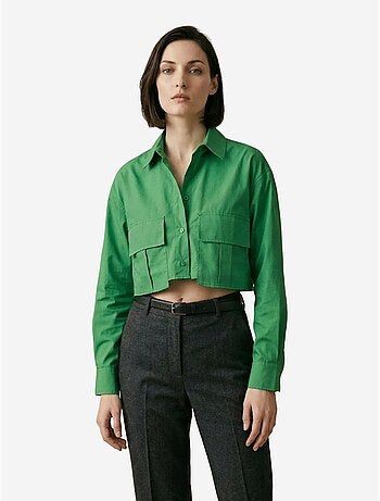 Chemise courte en popeline de coton my fashion