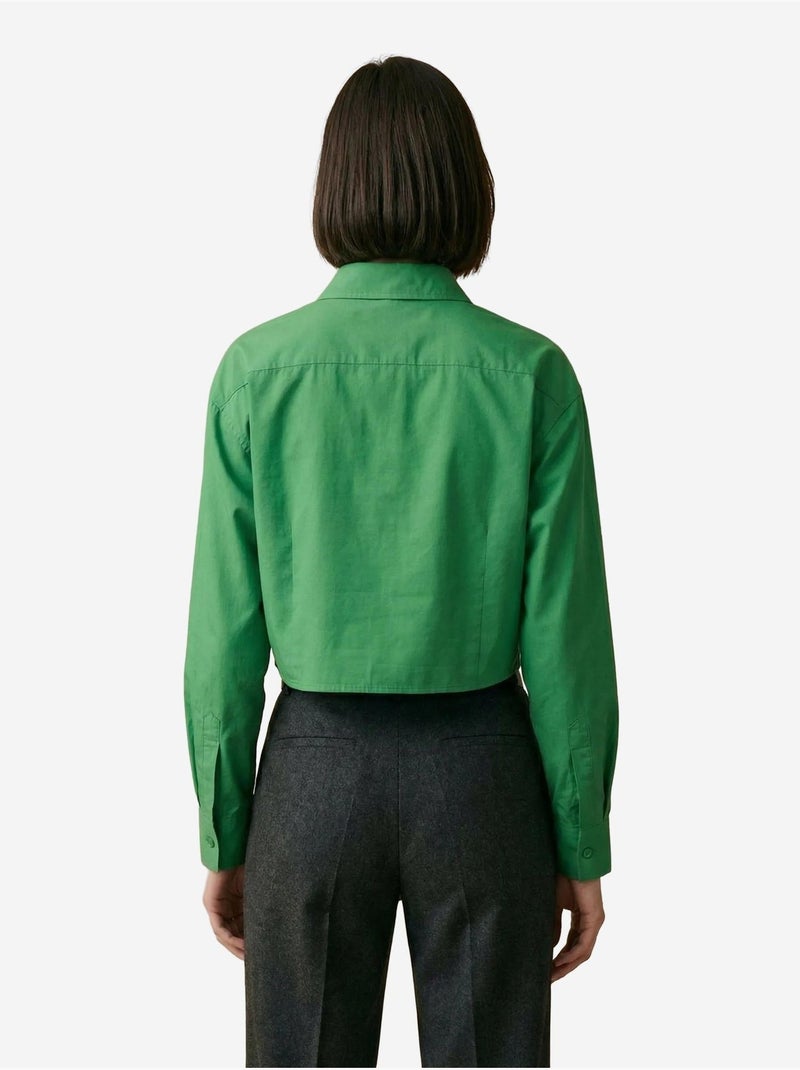 Chemise courte en popeline de coton my fashion Vert - Kiabi