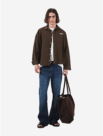 Chemise courte en popeline de coton oversize pour homme giesto