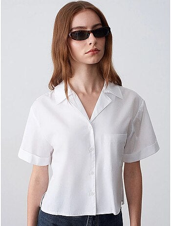 Chemise courte en popeline de coton pour femme dilvin