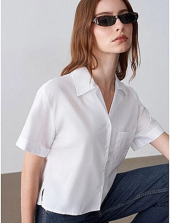 Chemise courte en popeline de coton pour femme dilvin