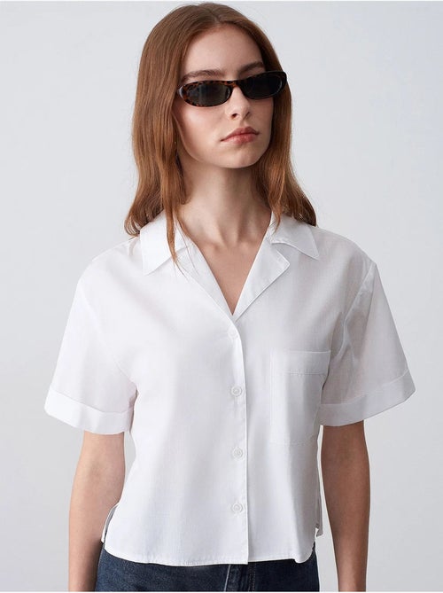 Chemise courte en popeline de coton pour femme dilvin - Kiabi Chemise courte en popeline de coton pour femme dilvin - Kiabi
