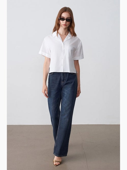 Chemise courte en popeline de coton pour femme dilvin - Kiabi Chemise courte en popeline de coton pour femme dilvin - Kiabi