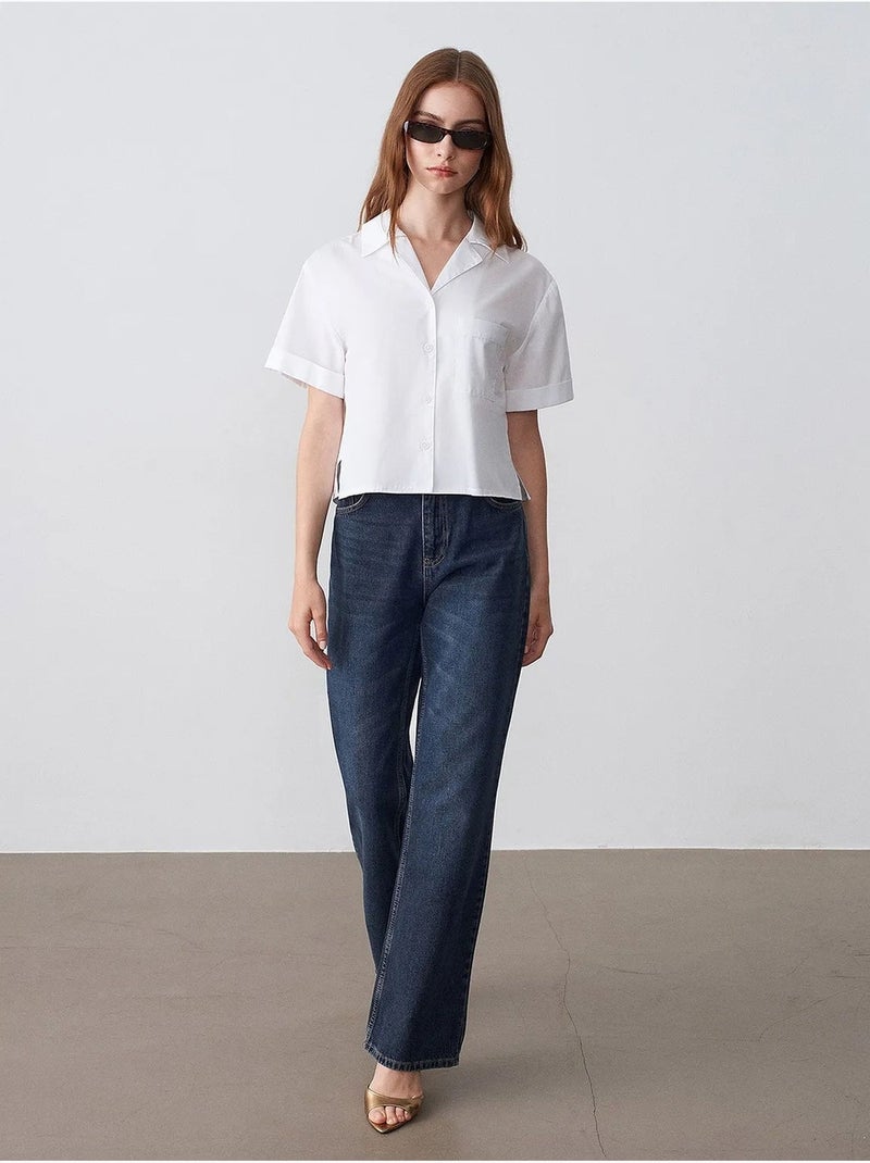 Chemise courte en popeline de coton pour femme dilvin Blanc - Kiabi
