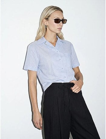 Chemise courte en popeline de coton pour femme dilvin
