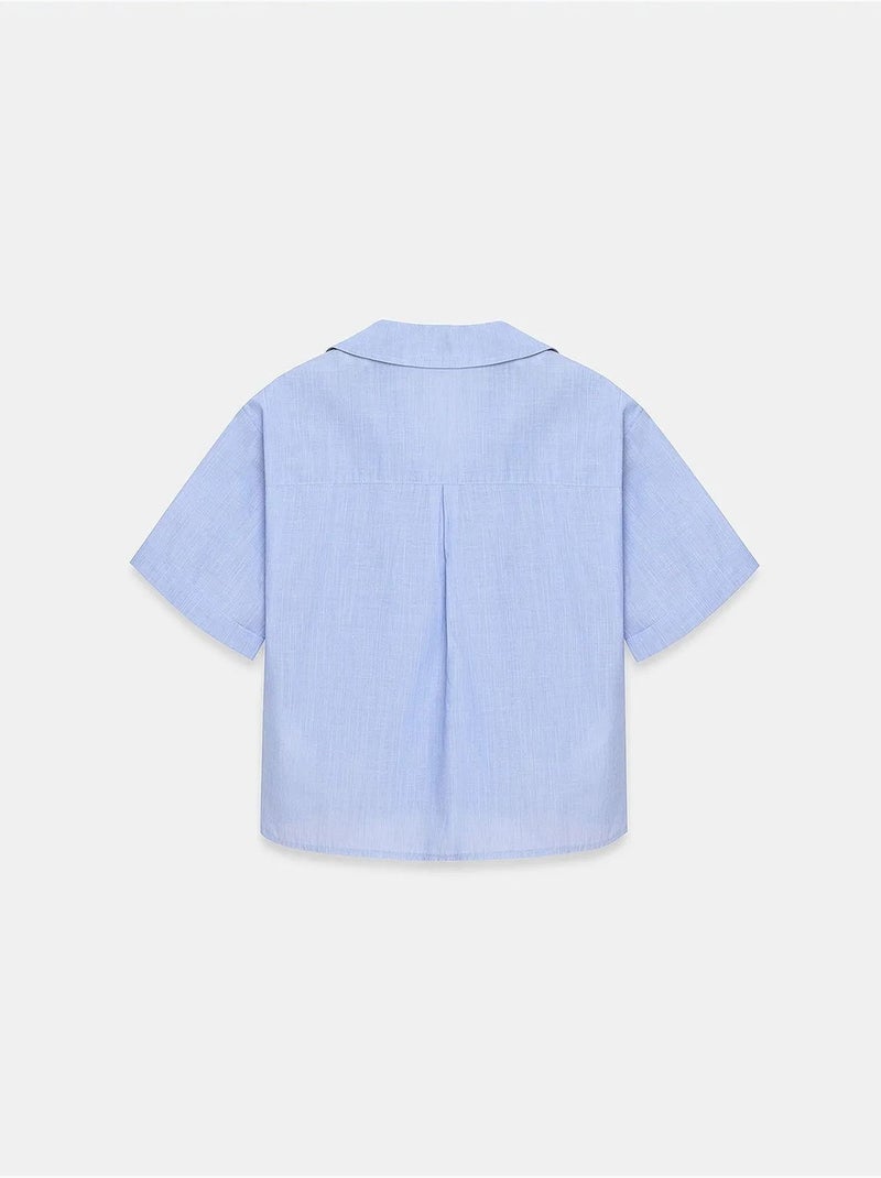 Chemise courte en popeline de coton pour femme dilvin Bleu ciel - Kiabi