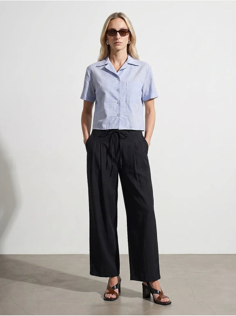 Chemise courte en popeline de coton pour femme dilvin Bleu ciel - Kiabi