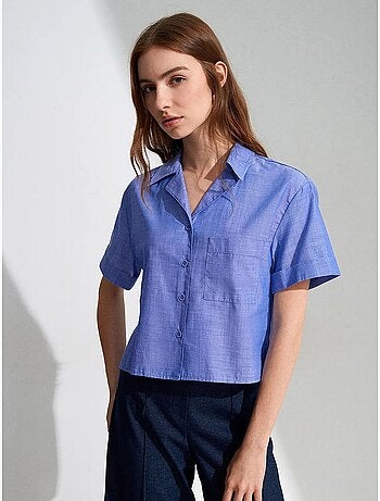 Chemise courte en popeline de coton pour femme dilvin