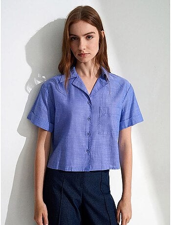 Chemise courte en popeline de coton pour femme dilvin