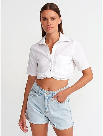 Chemise courte en popeline femme dilvin