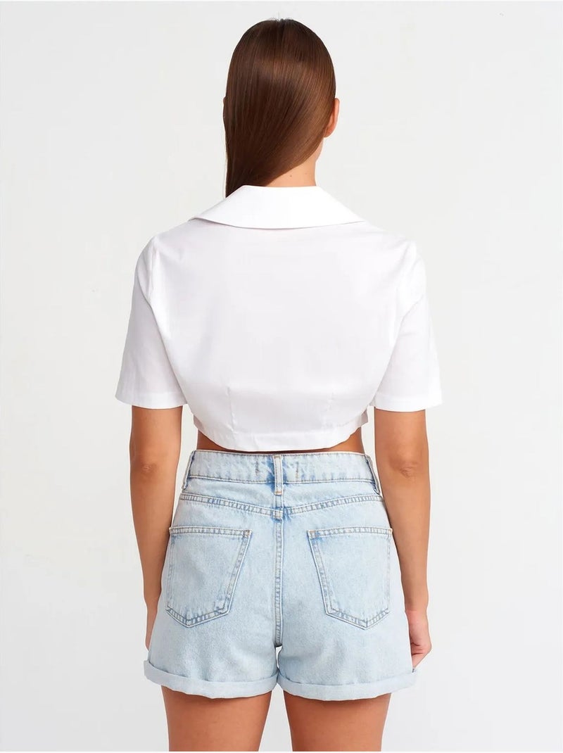 Chemise courte en popeline femme dilvin Blanc - Kiabi