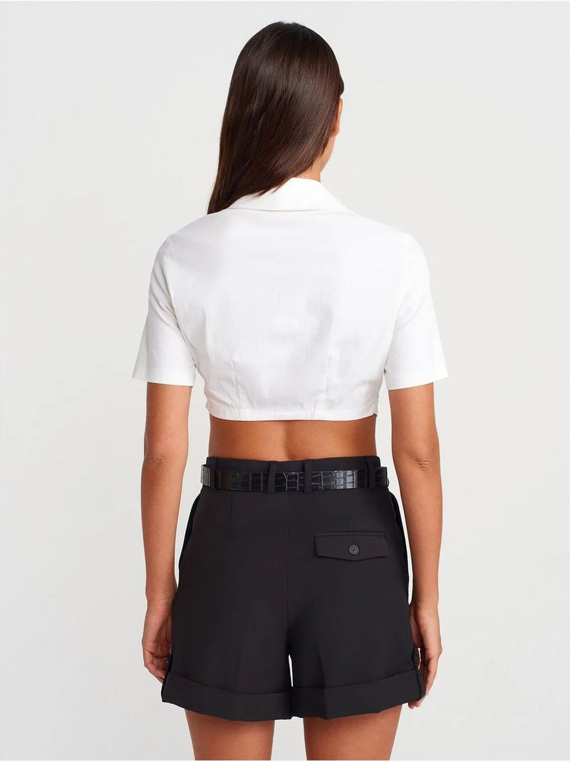 Chemise courte en popeline pour femme dilvin Blanc - Kiabi