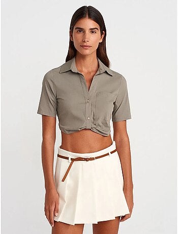 Chemise courte en popeline pour femme dilvin