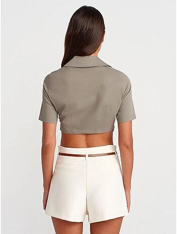 Chemise courte en popeline pour femme dilvin
