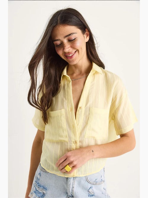 Chemise courte en viscose à rayures avec double poche lucci - Kiabi Chemise courte en viscose à rayures avec double poche lucci - Kiabi