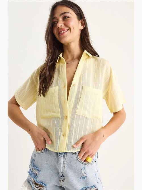 Chemise courte en viscose à rayures avec double poche lucci - Kiabi Chemise courte en viscose à rayures avec double poche lucci - Kiabi