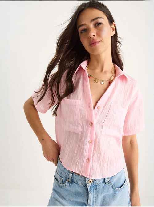 Chemise courte en viscose à rayures avec double poche lucci - Kiabi Chemise courte en viscose à rayures avec double poche lucci - Kiabi