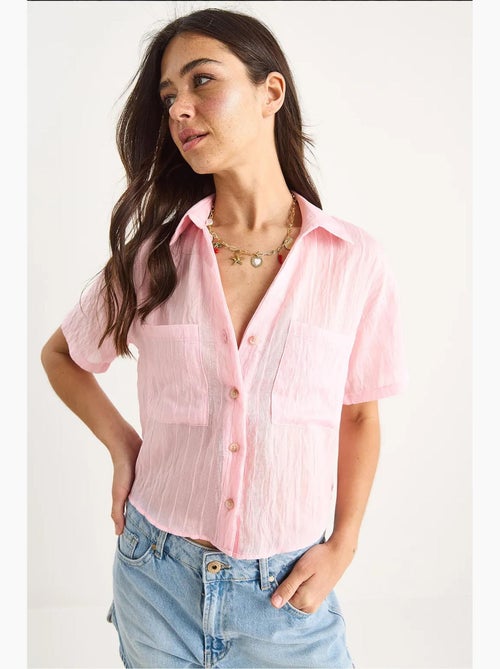 Chemise courte en viscose à rayures avec double poche lucci - Kiabi Chemise courte en viscose à rayures avec double poche lucci - Kiabi