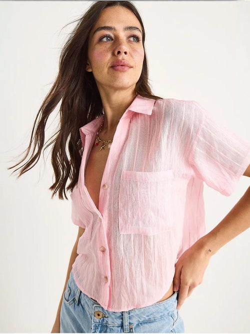 Chemise courte en viscose à rayures avec double poche lucci - Kiabi Chemise courte en viscose à rayures avec double poche lucci - Kiabi