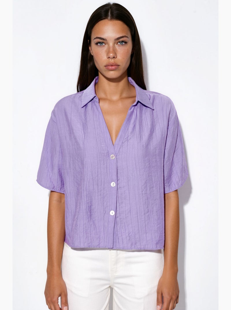 Chemise courte femme coupe décontractée busem Lavande - Kiabi