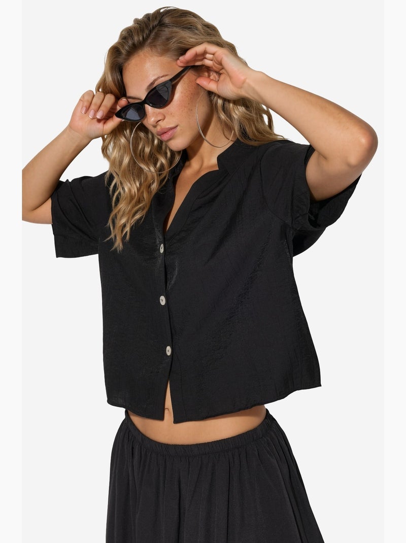 Chemise courte femme coupe décontractée busem Noir - Kiabi