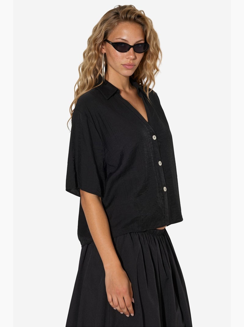 Chemise courte femme coupe décontractée busem Noir - Kiabi