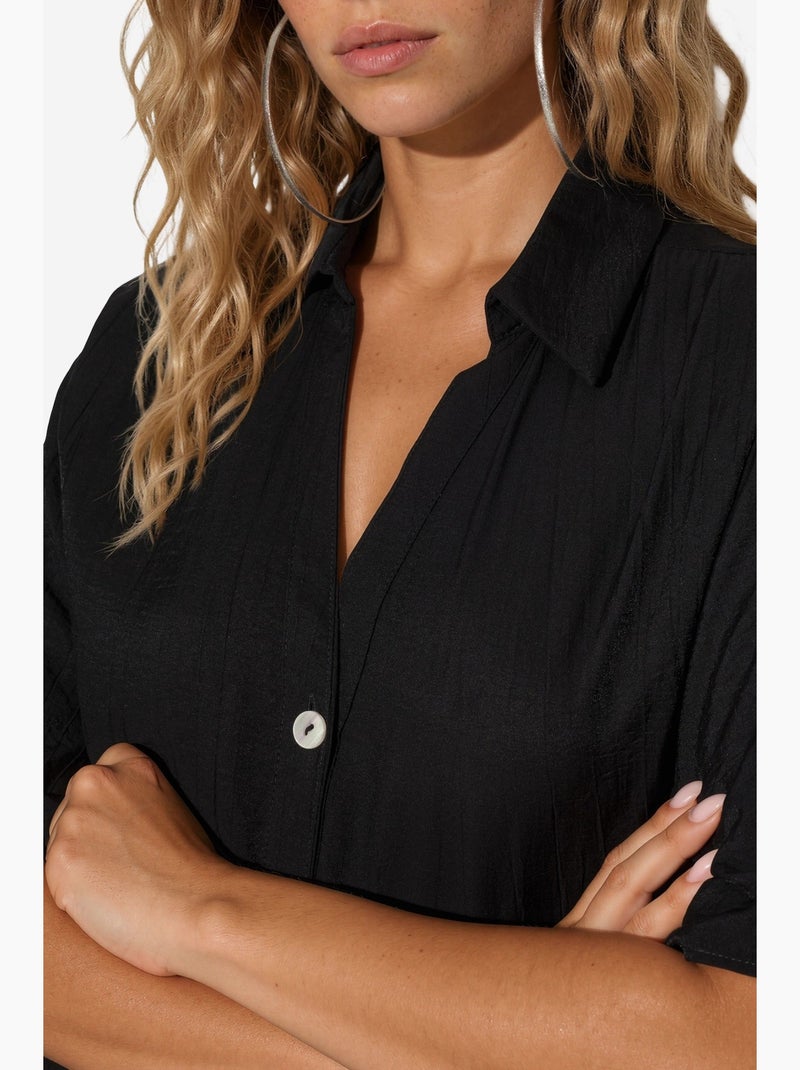 Chemise courte femme coupe décontractée busem Noir - Kiabi