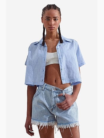 Chemise courte femme en mélange de lin dilvin