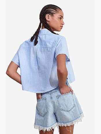 Chemise courte femme en mélange de lin dilvin