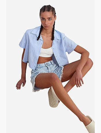 Chemise courte femme en mélange de lin dilvin