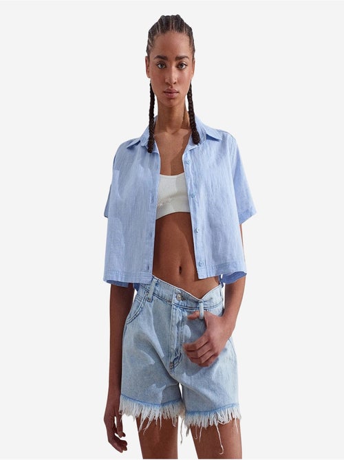 Chemise courte femme en mélange de lin dilvin - Kiabi Chemise courte femme en mélange de lin dilvin - Kiabi
