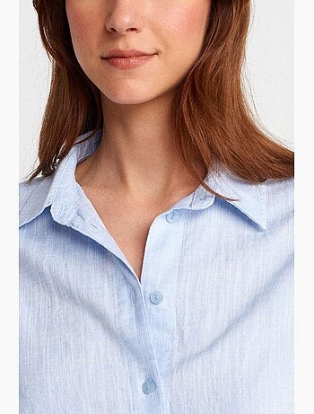 Chemise courte femme en mélange de lin dilvin