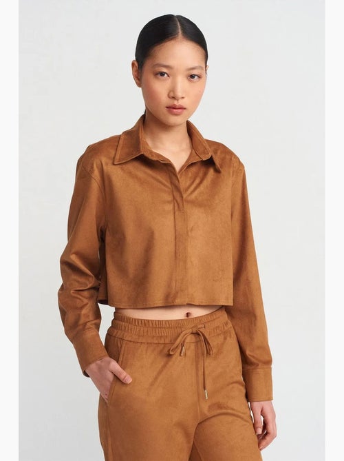 Chemise courte femme en suédine à boutons dilvin - Kiabi