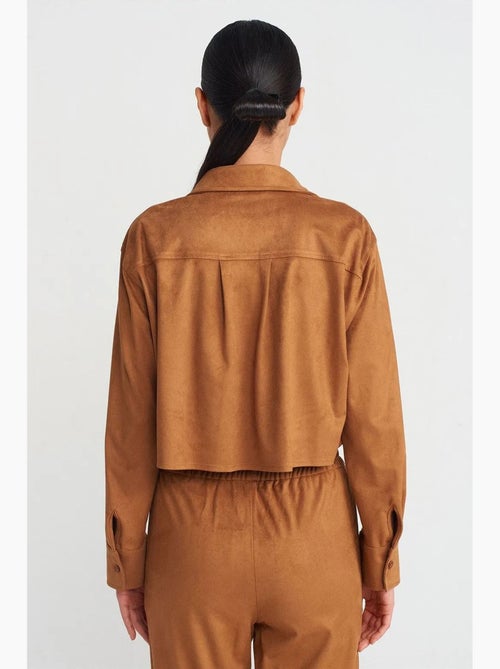 Chemise courte femme en suédine à boutons dilvin - Kiabi