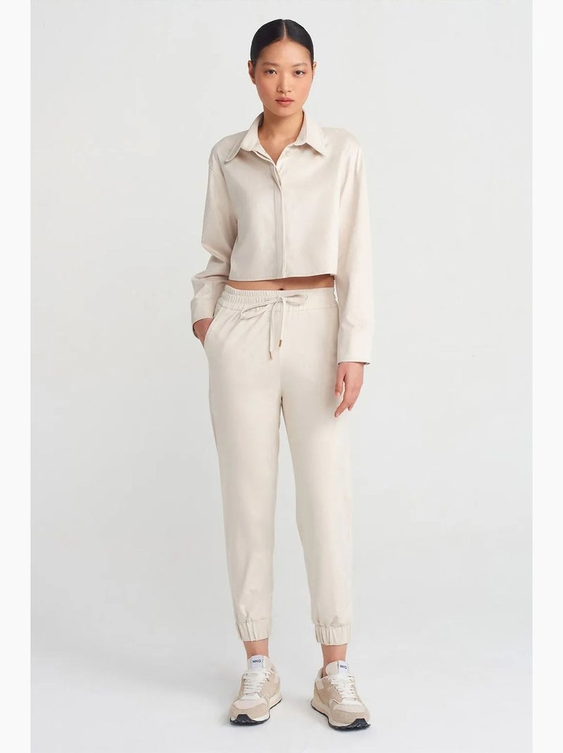 Chemise courte femme en suédine à boutons dilvin Crème - Kiabi