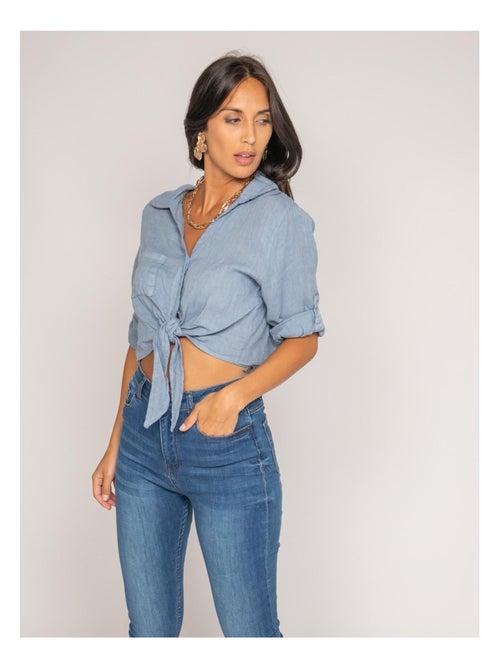 Chemise courte lin ORTHENSE - Kiabi