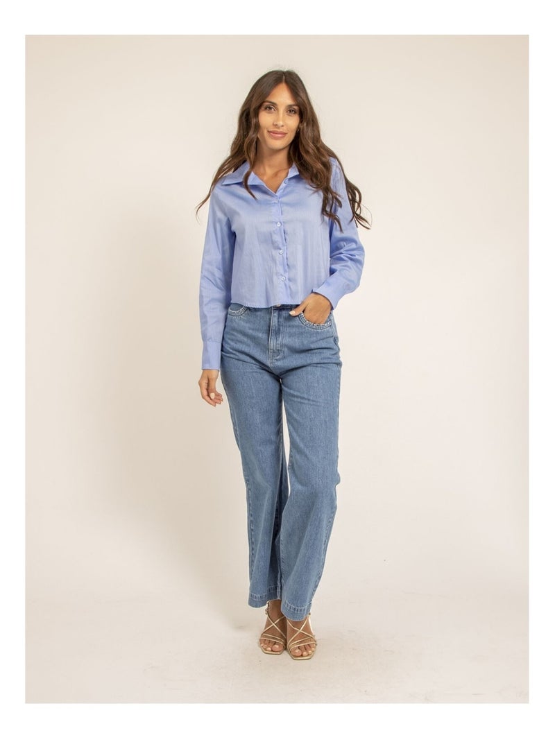 Chemise courte OCELIA Bleu - Kiabi