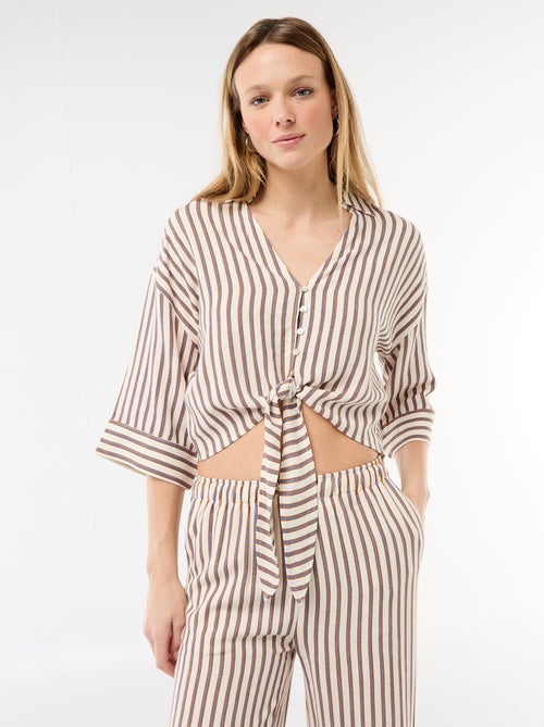 Chemise courte oversize nouée - Kiabi