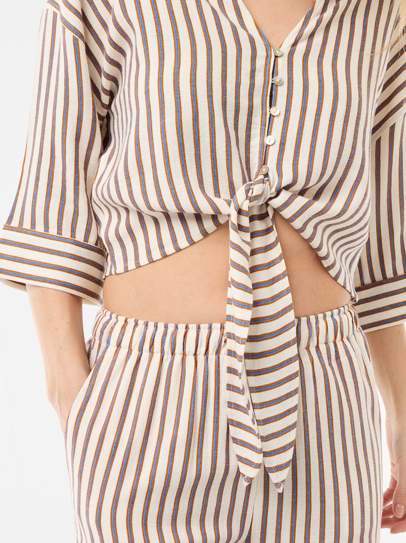 Chemise courte oversize nouée Beige - Kiabi
