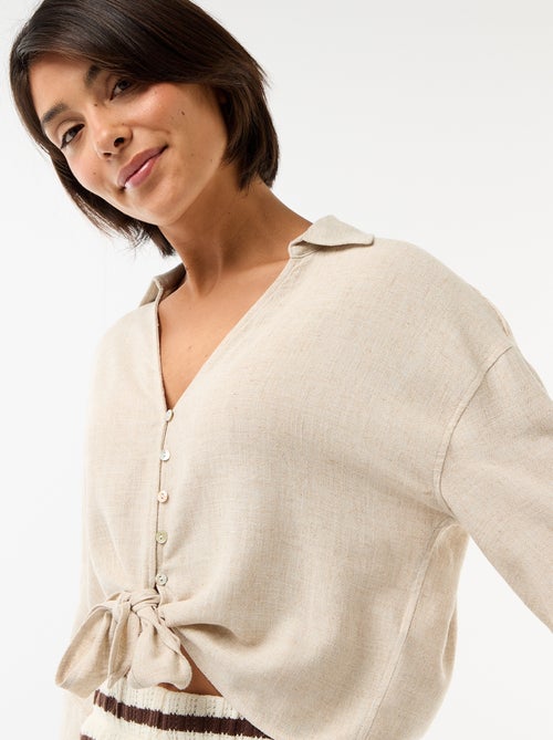 Chemise courte oversize nouée - Kiabi