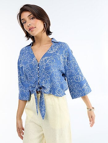 Chemise courte oversize nouée