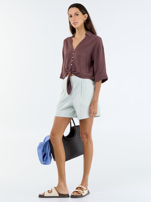 Chemise courte oversize nouée - Kiabi