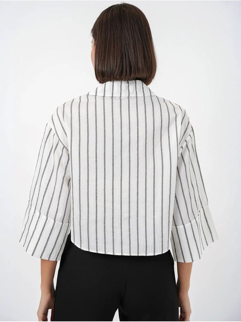 Chemise courte oversize rayée bdart Blanc cassé - Kiabi